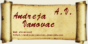 Andreja Vanovac vizit kartica